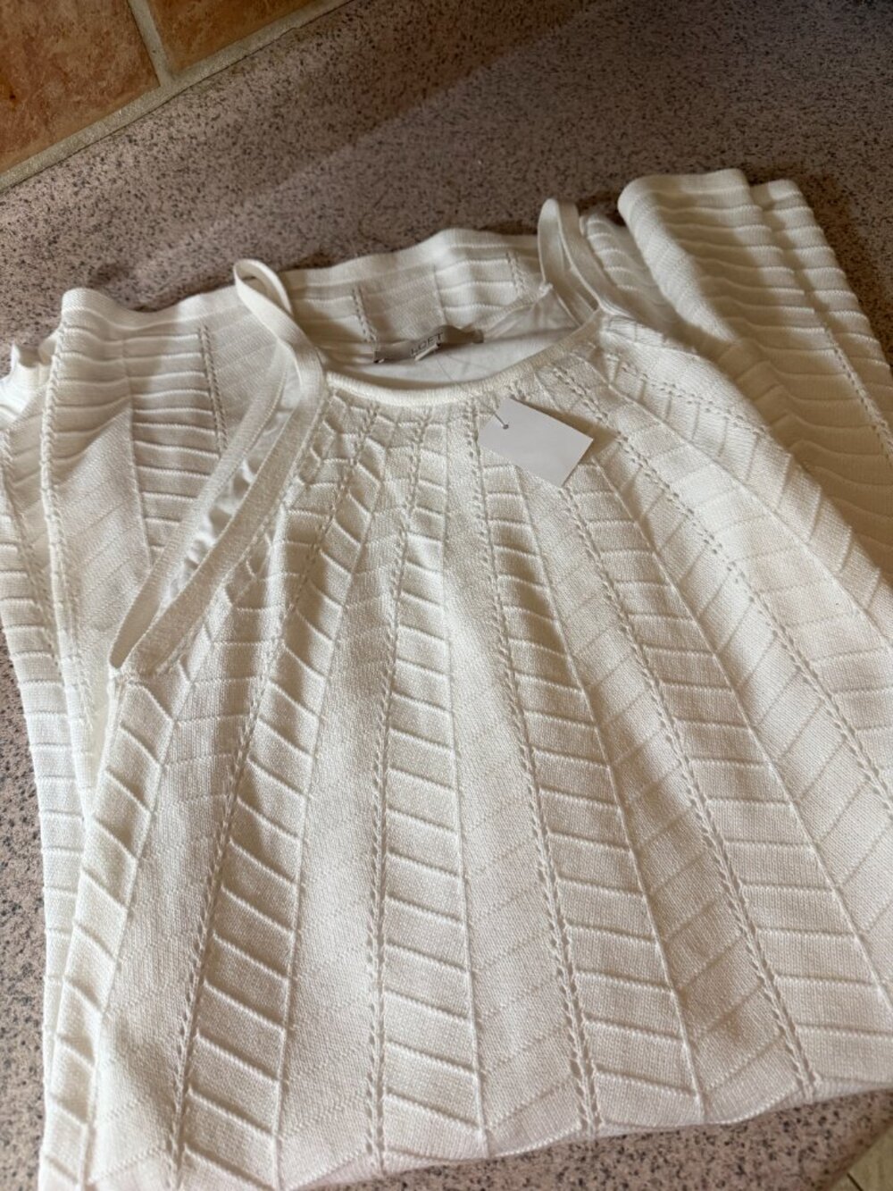 NWT! LOFT White Textured Pointelle Knit Swing Dress - Size Medium
